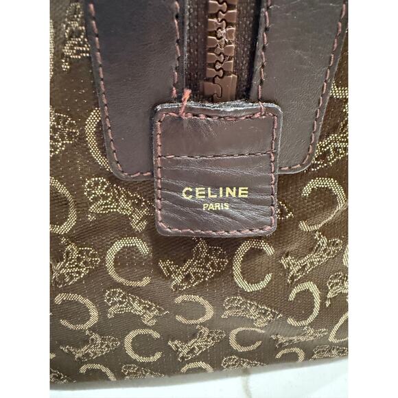 CELINE Vintage Macadam Sulky Boston Bag Brown Canvas Leather Purse | COA - Picture 7 of 16